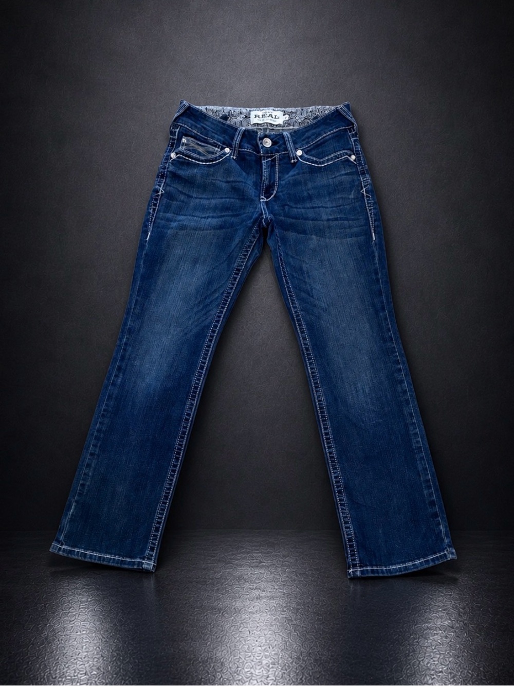 Ariat REAL Denim Womens 29x30 Bootcut Stretch Jeans Dark Wash Western EUC